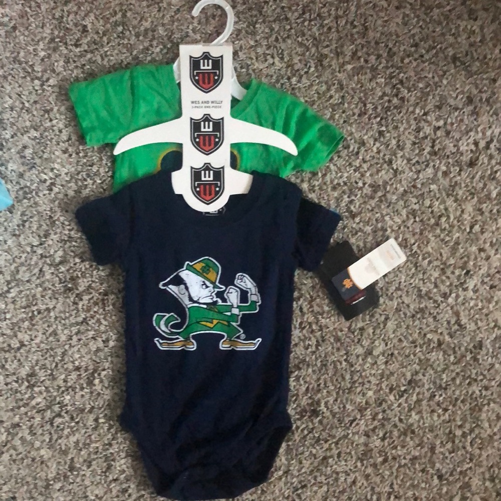 2 pack Notre Dame Onesie 6 month size